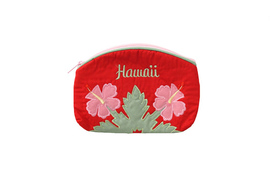 Quilted Cosmetic Pouch Small - Red/Pink