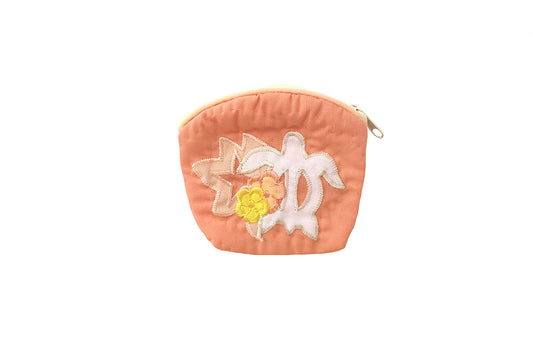 Quilted Coin Pouch - Coral/Coral