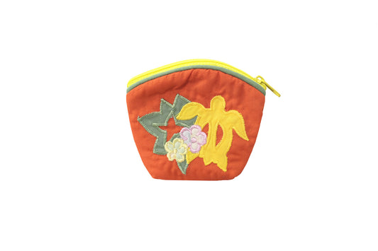 Quilted Coin Pouch - Bright Orange/Yellow