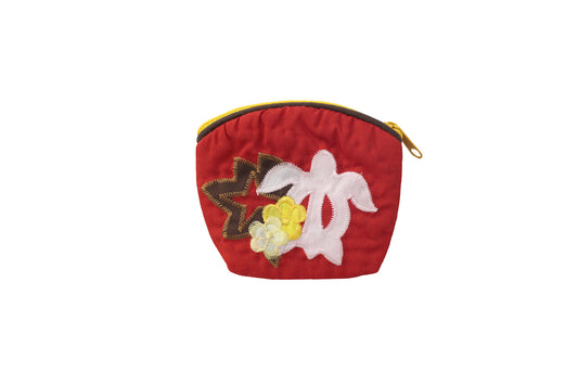 Quilted Coin Pouch - Red/Pink