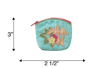 Quilted Coin Pouch - Turquoise/Green