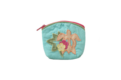 Quilted Coin Pouch - Turquoise/Green