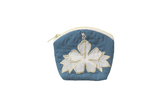 Quilted Coin Pouch - Blue/White