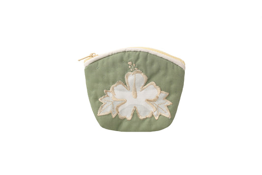 Quilted Coin Pouch - Green/White
