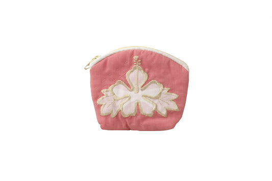 Quilted Coin Pouch - Pink/White