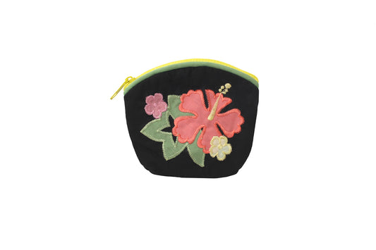 Quilted Coin Pouch - Black/Red