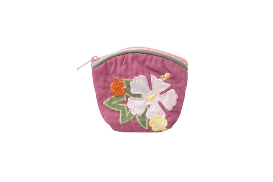 Quilted Coin Pouch - Pink/Pink