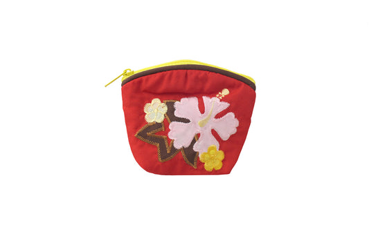 Quilted Coin Pouch - Red/Pink