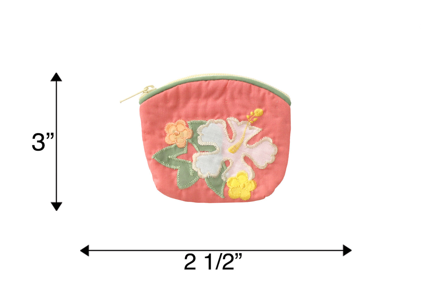 Quilted Coin Pouch - Coral/White
