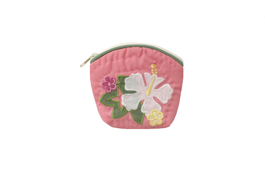 Quilted Coin Pouch - Pink/White