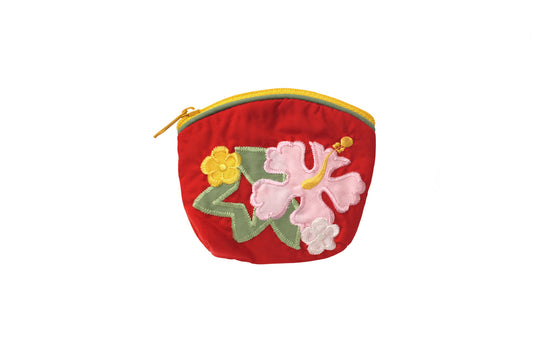 Quilted Coin Pouch - Red/Green