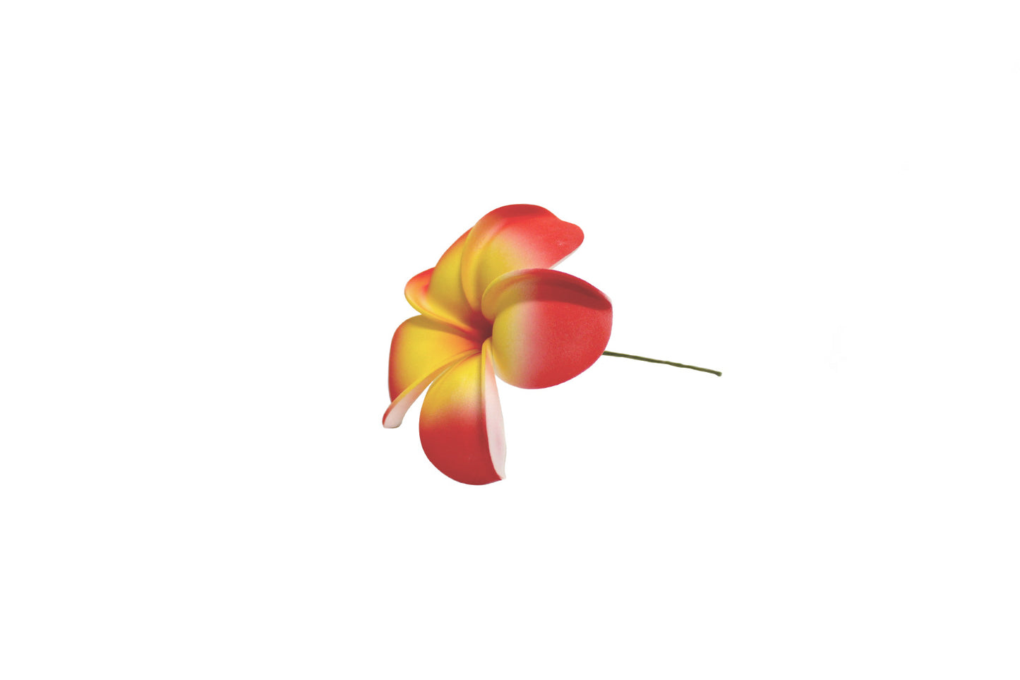 Foam Plumeria Stem Flower - Red/Yellow/Red