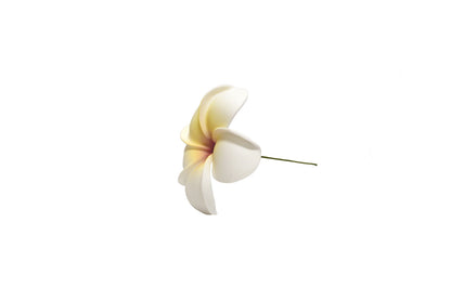 Foam Plumeria Stem Flower - Soft Yellow/Red