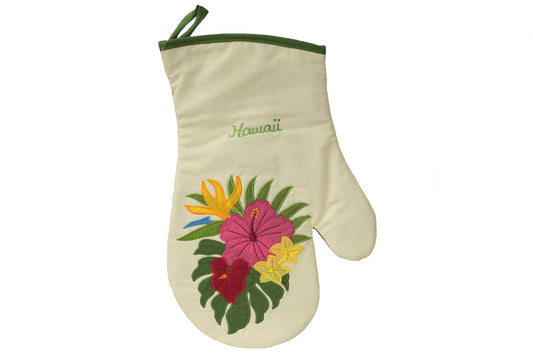 Quilted Oven Mitt Single - Hawaiian Flowers