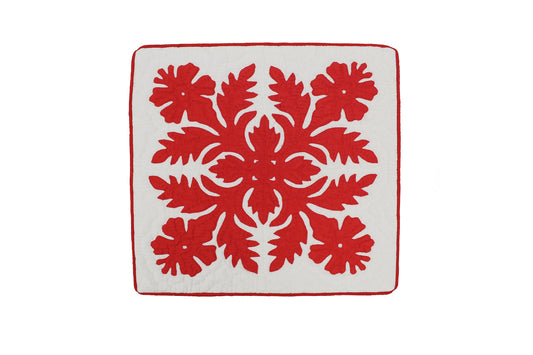 Quilted Pillow Cases - Cream/Red