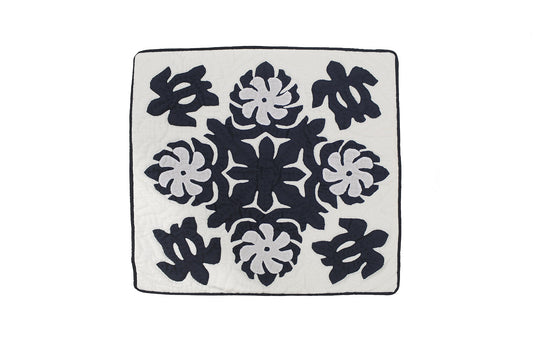 Quilted Pillow Cases - Cream/Navy