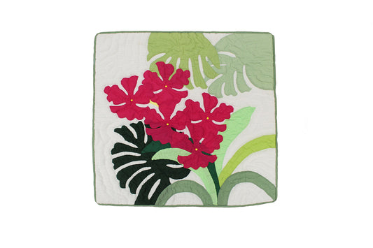 Quilted Pillow Cases - Cream/Green