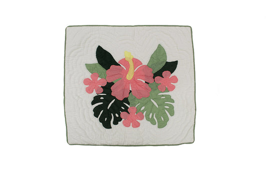 Quilted Pillow Cases - Cream/Green
