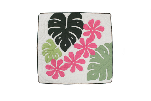 Quilted Pillow Cases - Cream/Fuchsia