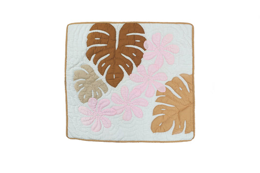 Quilted Pillow Cases - Cream/Pink