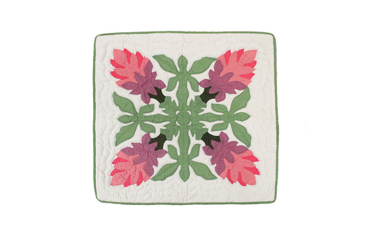 Quilted Pillow Cases - Cream/Green