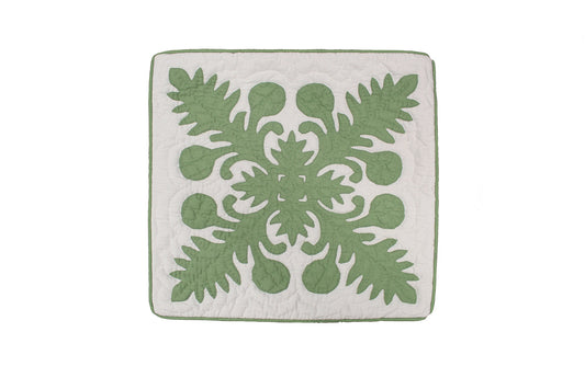 Quilted Pillow Cases - Cream/Green