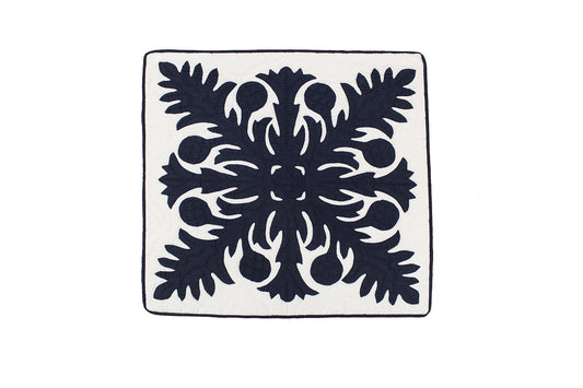 Quilted Pillow Cases - Cream/Navy