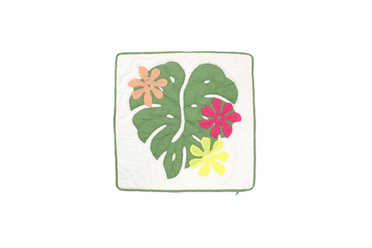 Quilted Pillow Cases 16"- Green/Cream