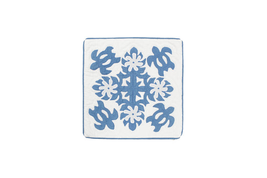 Quilted Pillow Cases 16"- Blue/Cream