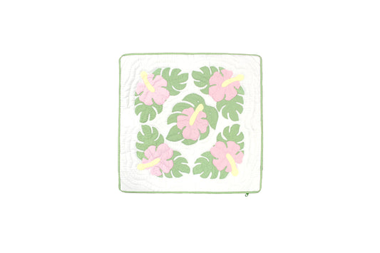 Quilted Pillow Cases 16"- Green/Cream