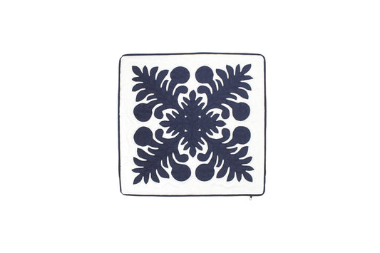 Quilted Pillow Cases 16"- Navy/Cream