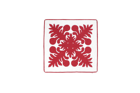 Quilted Pillow Cases 16"- Red/Cream