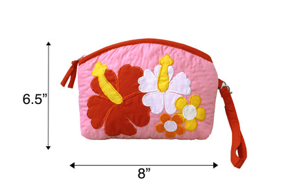 Quilted Wristlet Pouch - Red/Pink