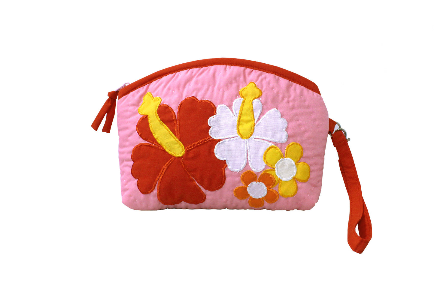 Quilted Wristlet Pouch - Red/Pink