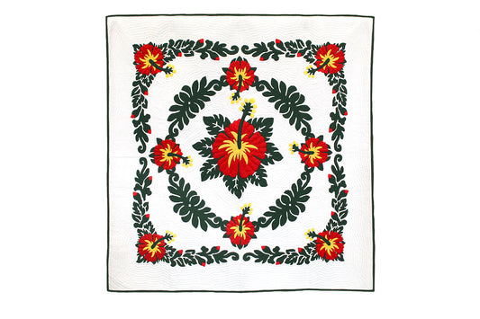 Quilted 80x80 Wall Hanging - Cream/Hunter