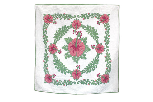 Quilted 80x80 Wall Hanging - Cream/Green
