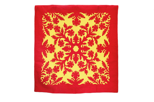 Quilted 80x80 Wall Hanging - Red/Yellow